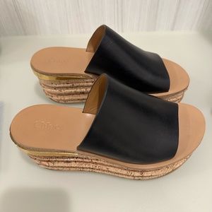 CHLOE Camille Leather Wedge Sandals